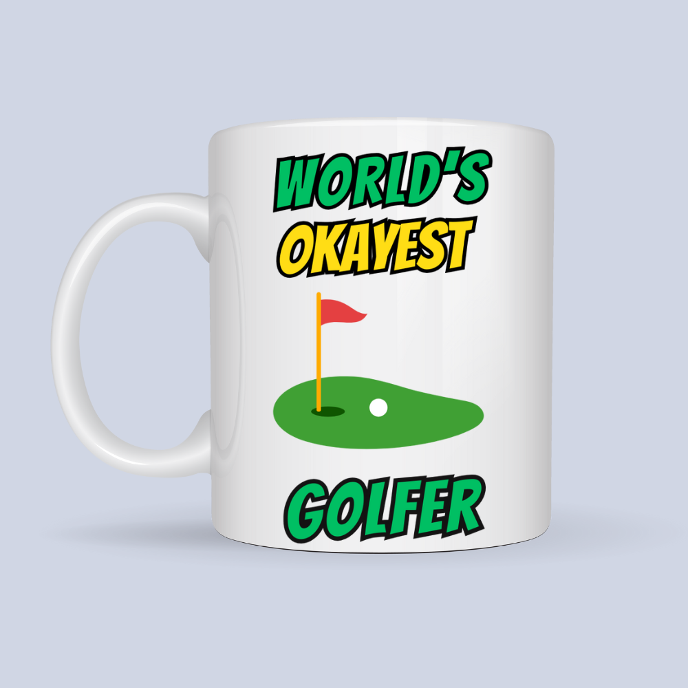 Comedy Football Mug - Worlds Okayest Golfer