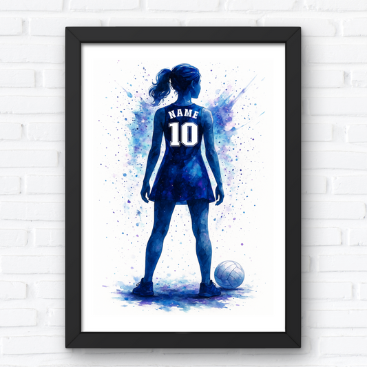 Custom Netballer Art, Boys Personalised Netball Print For Girls