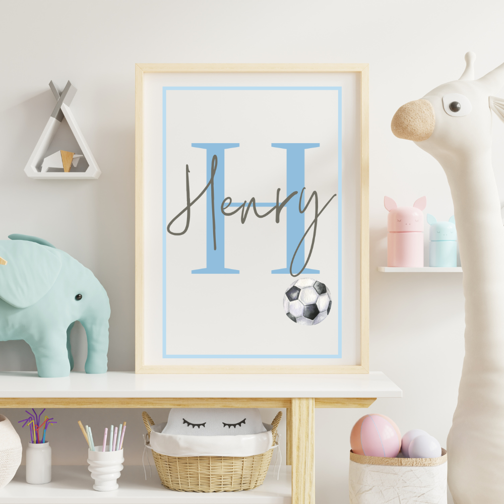 Personalised Football Name Print, New Born Baby Art Print