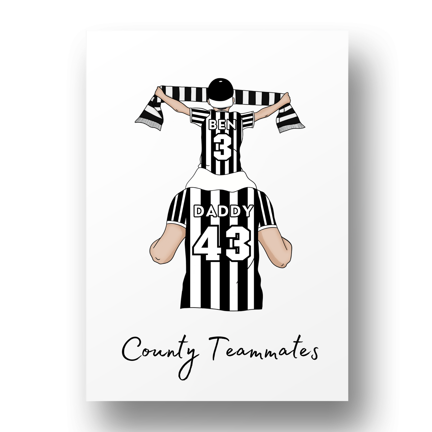 Personalised Father and Son Football Wall Art, Notts County Football Art Print, Boys Room Decor