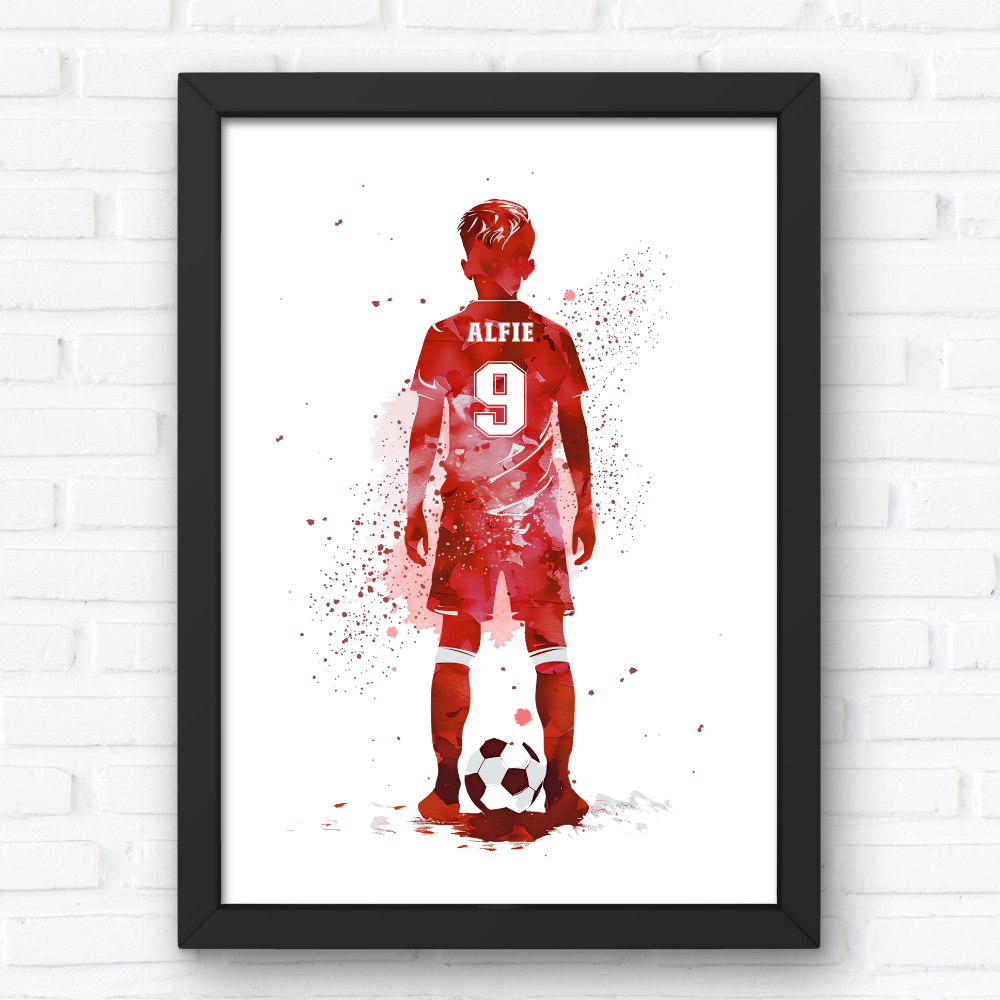 Custom Footballer Art, Boys Personalised Football Print For Kids Bedroom