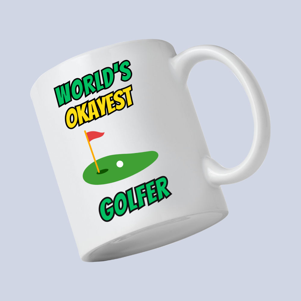 Comedy Football Mug - Worlds Okayest Golfer