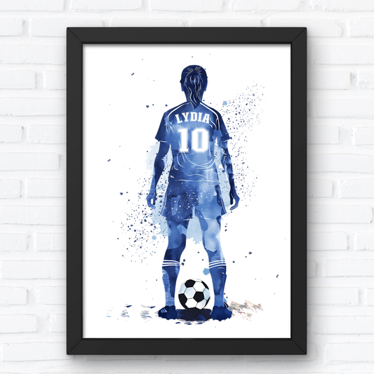 Personalised Girls Footballer Art