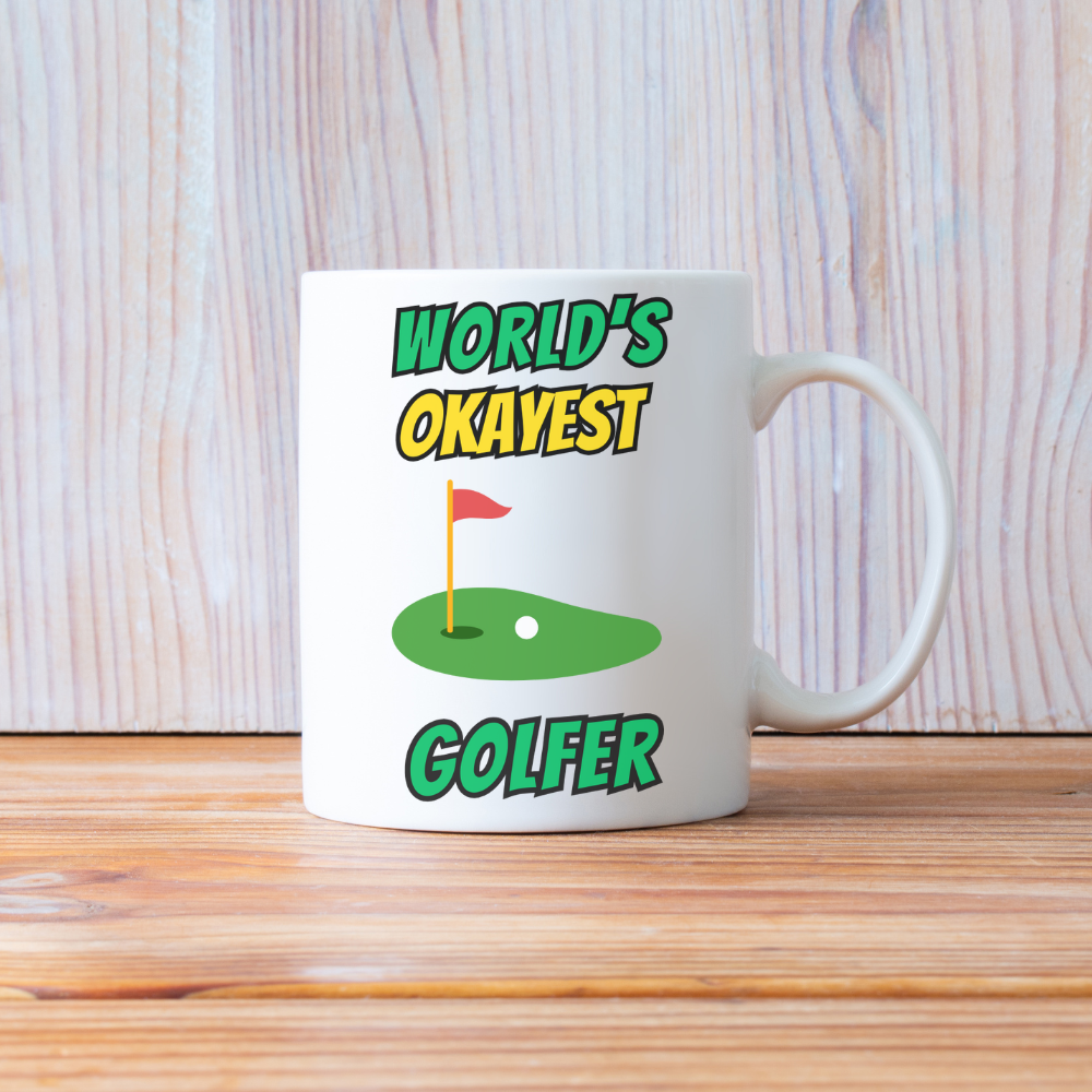 Comedy Football Mug - Worlds Okayest Golfer