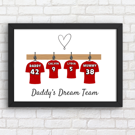 Personalised Football Art Print, Custom Family Art