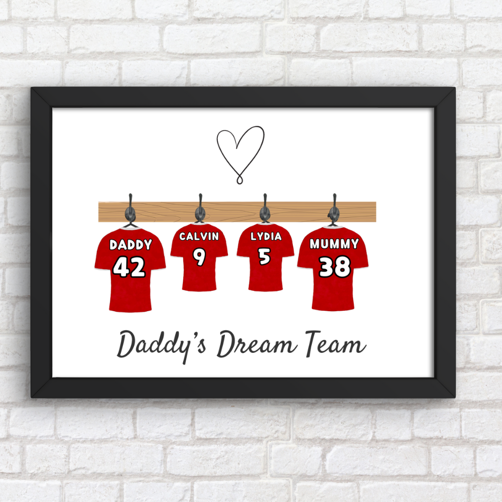 Personalised Football Art Print, Custom Family Art