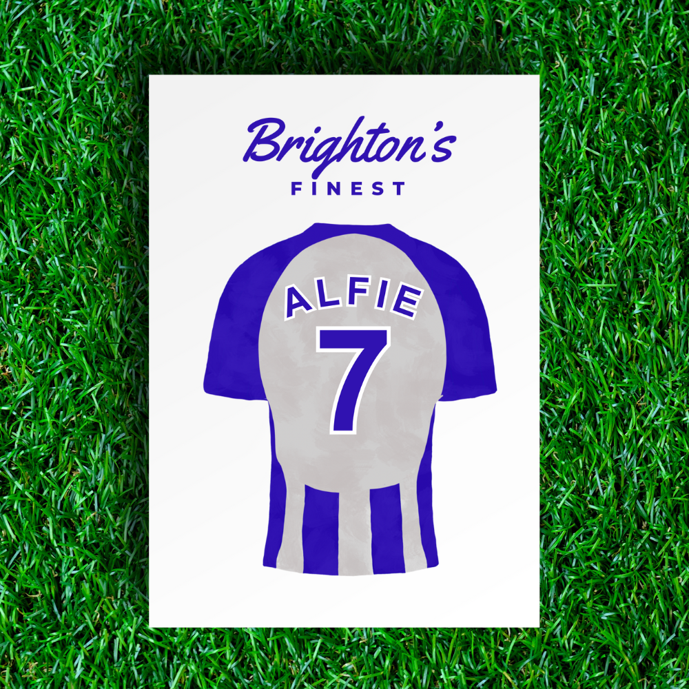 Personalised Football Print, Football Shirt Art Gift, Football Birthday