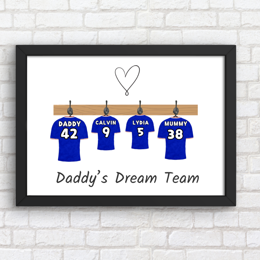 Personalised Football Art Print, Custom Family Art