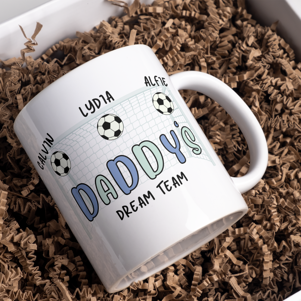 Personalised Football Mug For Daddy's, Daddy's Dream Team