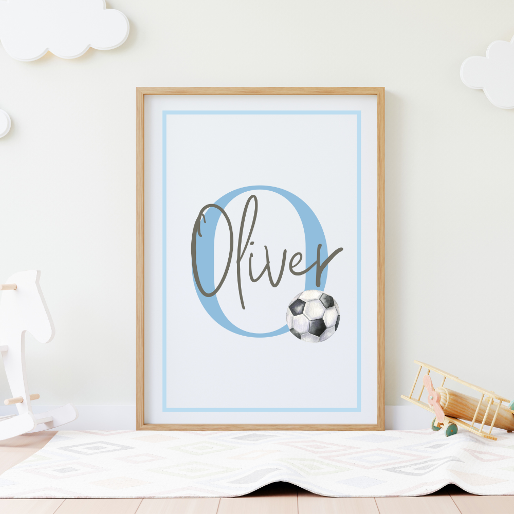 Personalised Football Name Print, New Born Baby Art Print