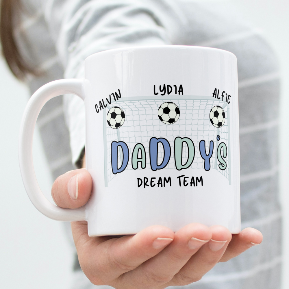 Personalised Football Mug For Daddy's, Daddy's Dream Team