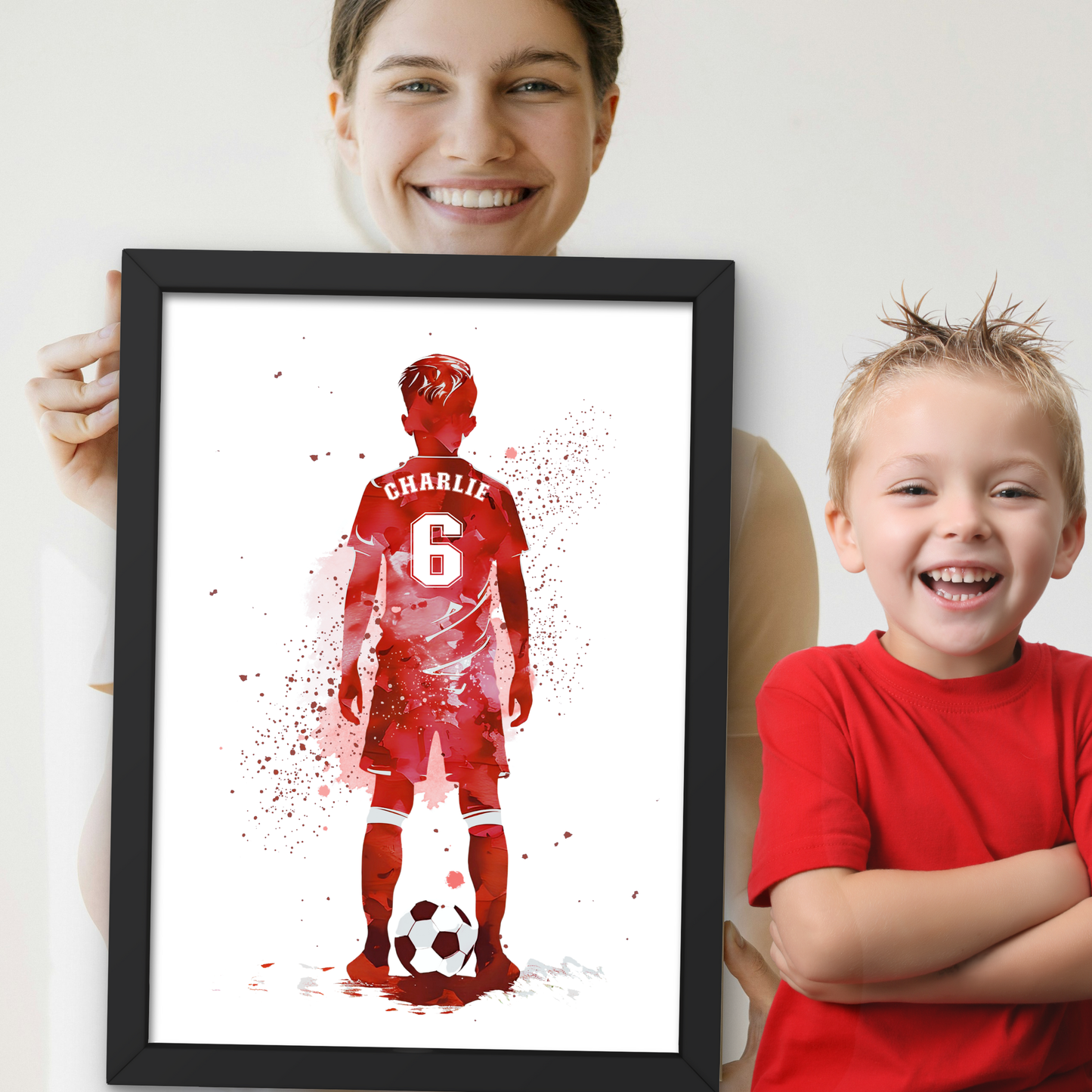 Custom Footballer Art, Boys Personalised Football Print For Kids Bedroom