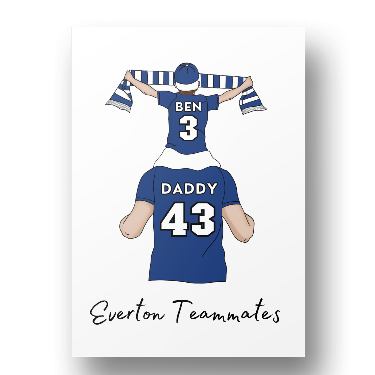 Personalised Father and Son Football Wall Art, Everton Art Print, Boys Room Decor